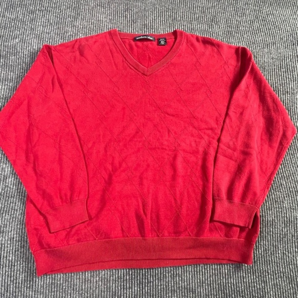 Northern Isles Sweater‎ Mens 2XL Red V Neck Cotton Pullover Golf Casual Comfort